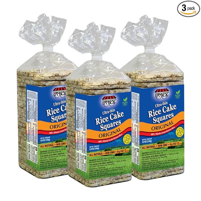 Only Kosher Candy Ultra Thin Rice Cakes Squares Original All Natural Whole Grain Brown Rice, Gluten Free Rice Cakes, Non GMO, Fat Free (Pack of 3)