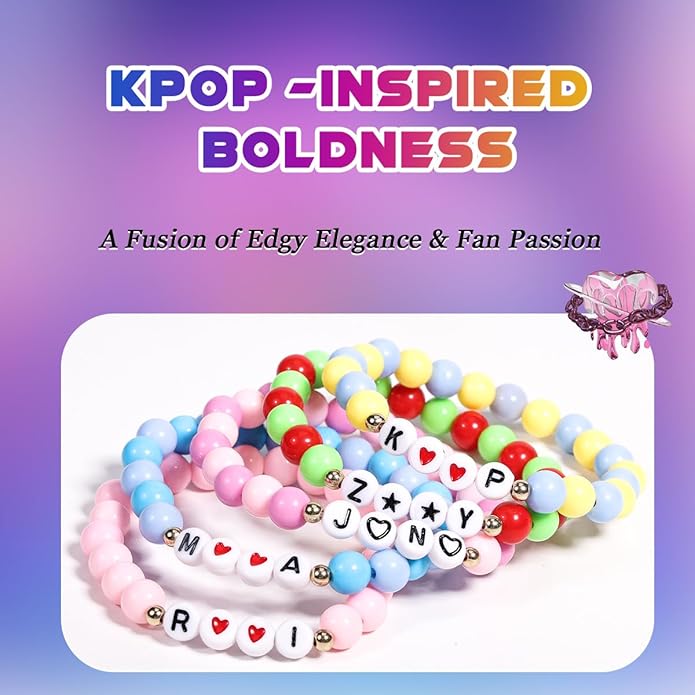 AICase for Kpop Merch Cosplay Inspired Bracelets Outfit Costume 5 Pcs Stackable Stretch Friendship Beaded Bracelets for k pop Merchandise Jewelry Gifts for Fans Women Christmas Stocking_57