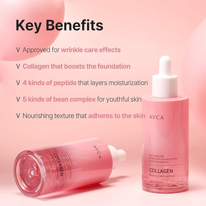 AVCA Wrinkle Care Collagen Serum 3.38oz (100ml) - Korean Skin care, Anti Aging, Collagen Serum, Wrinkle Care