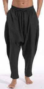 AITFINEISM Men's Drawstring Aladdin Hippie Harem Pants Loose Drop Crotch Trousers
