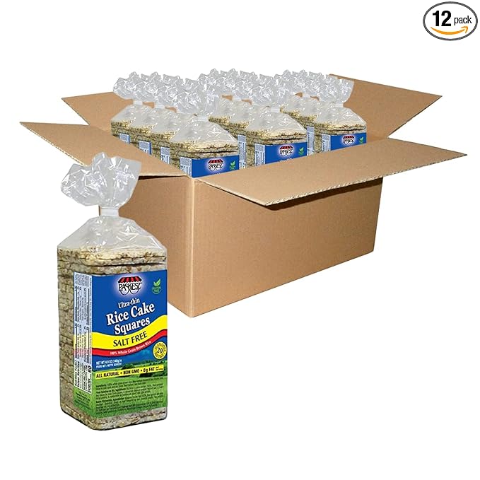 Only Kosher Candy Ultra Thin Salt Free Rice Cakes Squares, (Pack of 12)