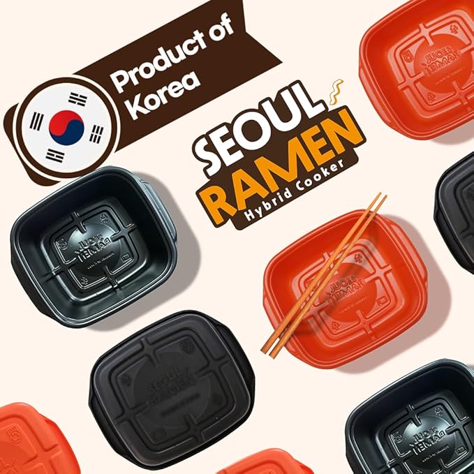 Seoul Ramen Hybrid Cooker | Microwave Ramen in 6 Minutes | Perfect for Korea Ramen, Small Kitchen, or Office | Dishwasher-Safe, Microwaveable, BPA-Free (6 Pack) (Mix)