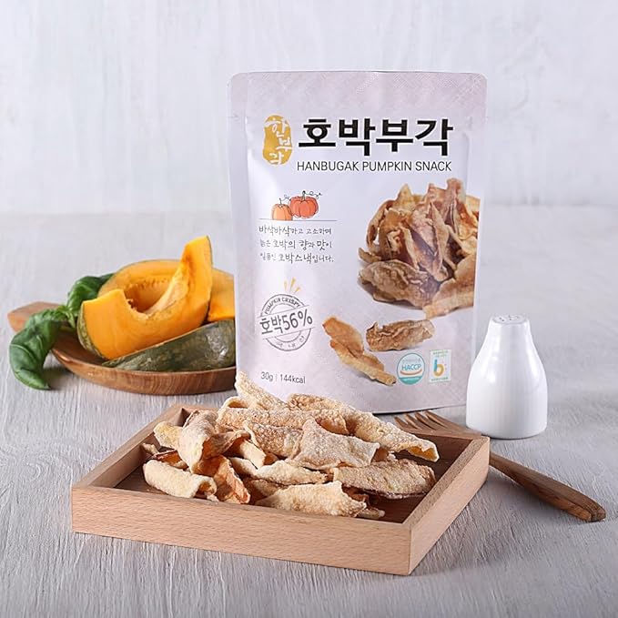 [HANBUGAK] Pumpkin Snack, Crispy Pumpkin Chips, Pumpkin Bugak, Korean Traditional Snack, No Artificial Preservatives, 5.29 oz (1.05 oz X 5ea)