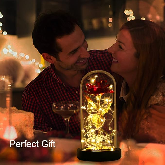 Christmas Day Rose Gifts for Women,Flowers for Delivery Prime,Flower Galaxy Artificial Flower Light Up Rose in A Glass Dome,Anniversary Valentines Birthday Xmas