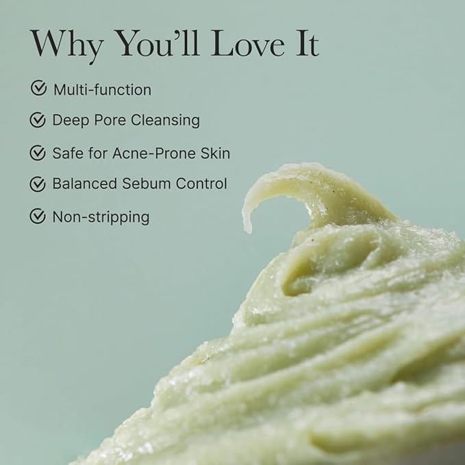 Korean Rice Mochi Face Cleanser - Face Wash, Gentle Scrub All in One for Deep Cleansing, Moisturizing, Pore Minimizing, Acne-Prone Skin, Removing Blackhead with Rice Water & Green Tea