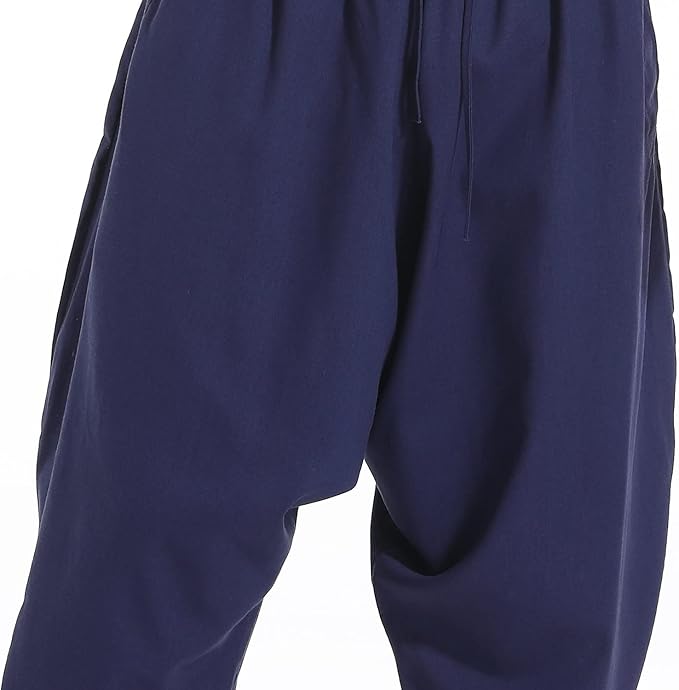 AITFINEISM Men's Drawstring Aladdin Hippie Harem Pants Loose Drop Crotch Trousers