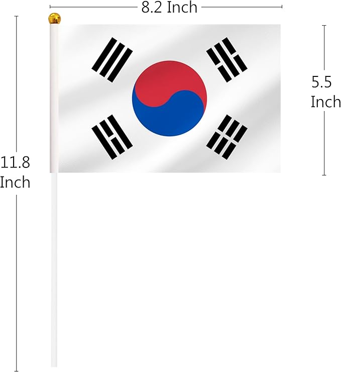 50 Pack Korea Mini Stick Flag, Korean Hand Held Small Miniature Stick Flag, National Country Flag for Party Decorations, Outdoor Decoration, Festival Events Celebration, World Cup, Sports Events, International Festival (Korea)