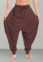 AITFINEISM Men's Drawstring Aladdin Hippie Harem Pants Loose Drop Crotch Trousers