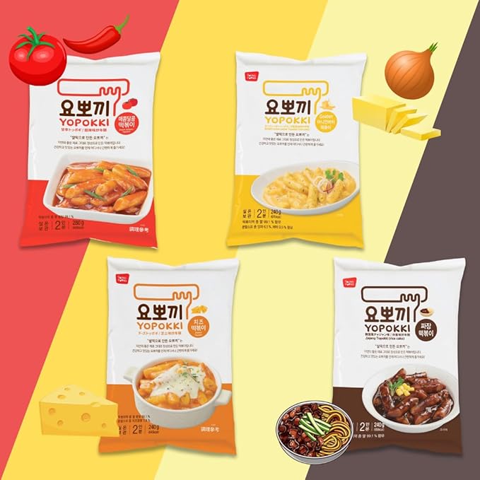 Yopokki Instant Tteokbokki Pack (Onion Butter, 2 Packs) Korean Street food with Onion Butter flavored sauce Topokki Rice Cake - Quick & Easy to Prepare