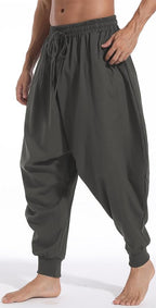 AITFINEISM Men's Drawstring Aladdin Hippie Harem Pants Loose Drop Crotch Trousers