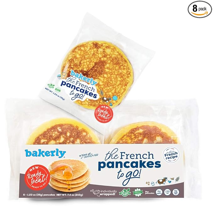 bakerly French Pancakes To-Go! Non GMO, No Artificial Flavors and Colors, 1.23 Ounce (Pack of 48 Pancakes To-Go!)