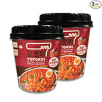 Yopokki Instant Rabokki Cup (Hot Spicy, 2 Cups) Korean Street food with Hot spicy sauce Ramen Noodle Topokki Rice Cake - Quick & Easy to Prepare