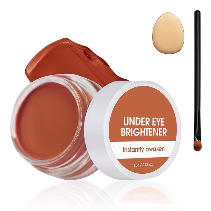 Under Eye Brightener Concealer, Long-Lasting Hydrating and Waterproof Color Corrector for Dark Circles, Full Coverage Lightweight Undereye Brightening Cream with Puff & Concealer Pen,#03 Golden Toffee