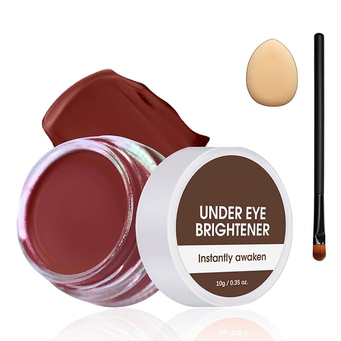Under Eye Brightener Concealer, Long-Lasting Hydrating and Waterproof Color Corrector for Dark Circles, Full Coverage Lightweight Undereye Brightening Cream with Puff & Concealer Pen, #01 Dark Mocha
