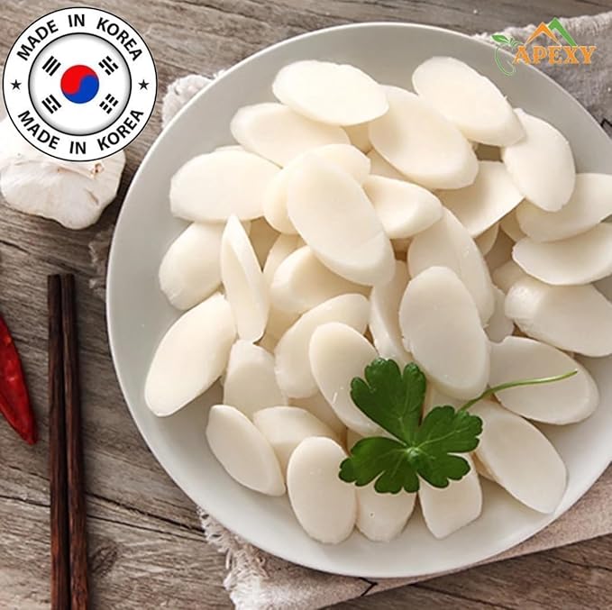Apexy Korean Rice Cake Tteokbokkik Rice Cake, Chewy Tteok, Authentic Korean Street Food Snack, Perfect with Cheese and Ramen Noodles, No MSG, No Corn Syrup, Vegan and Gluten Free, Non-GMO 21.16 oz Sliced Type (Pack of 2)