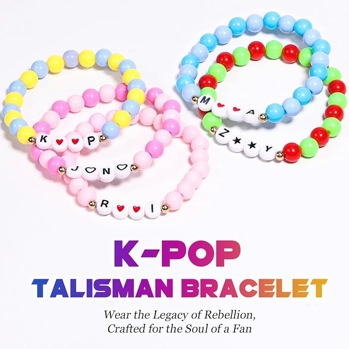 AICase for Kpop Merch Cosplay Inspired Bracelets Outfit Costume 5 Pcs Stackable Stretch Friendship Beaded Bracelets for k pop Merchandise Jewelry Gifts for Fans Women Christmas Stocking_57