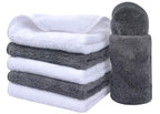 SINLAND Microfiber Face Cloths Reusable Makeup Remover Washcloths Super Soft and Absorbent Fingertip Face Towels for Sensitive Skin Women 12 x 12 Inch 6 Pack White and Grey