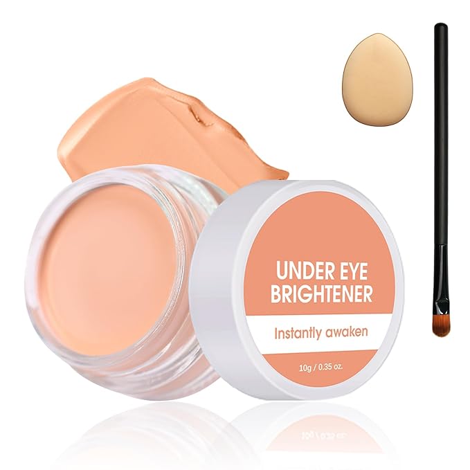 Under Eye Brightener Concealer, Long-Lasting Hydrating and Waterproof Color Corrector for Dark Circles, Full Coverage Lightweight Undereye Brightening Cream with Puff & Concealer Pen, #02 Warm Nude