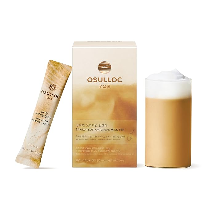 OSULLOC Original Milk Tea (7oz X 10 Packets), Easy on-the-go Stick type Powder Blended tea, Milk Tea with Woody flavored tea & creamy milk