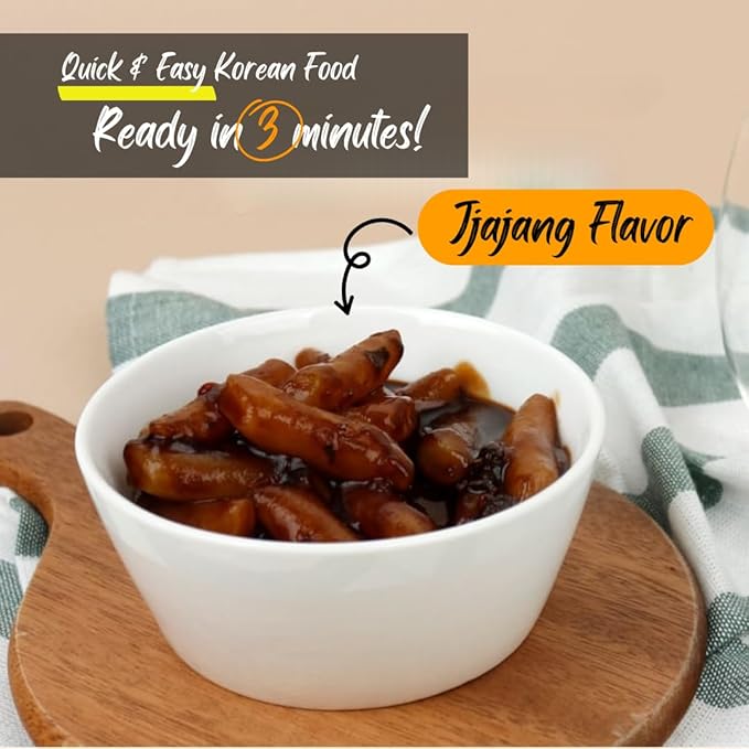 Yopokki Instant Tteokbokki Cup (Jjajang, 2 Cups) Korean Street food with Jjajang flavored sauce Topokki Rice Cake - Quick & Easy to Prepare
