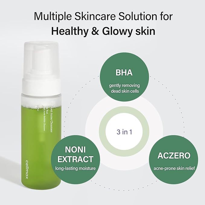 celimax Noni Bubble Cleanser | Mild Formula Face Wash for Sensitive to Oily Dry Combination Skin Calming, Soothing, Exfoliating, 155ml