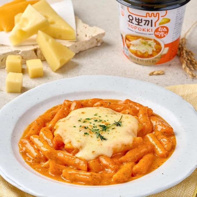 Yopokki Instant Tteokbokki Cup (Cheese, Cup of 2) Korean Street food with cheese flavored sauce Topokki Rice Cake - Quick & Easy to Prepare