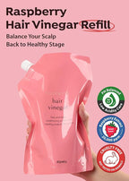 A'PIEU Raspberry Hair Vinegar Rinse Refill 13.6 fl oz - Scalp Treatment for Balanced pH, Shiny Hair | Korean Hair Care I Clarifies & Encourages Growth | Dandruff & Oil Control