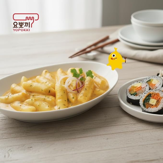 Yopokki Instant Tteokbokki Pack (Onion Butter, 2 Packs) Korean Street food with Onion Butter flavored sauce Topokki Rice Cake - Quick & Easy to Prepare
