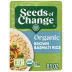 SEEDS OF CHANGE Certified Organic Brown Basmati Rice, Organic Food, 8.5 OZ Pouch (Pack of 12)
