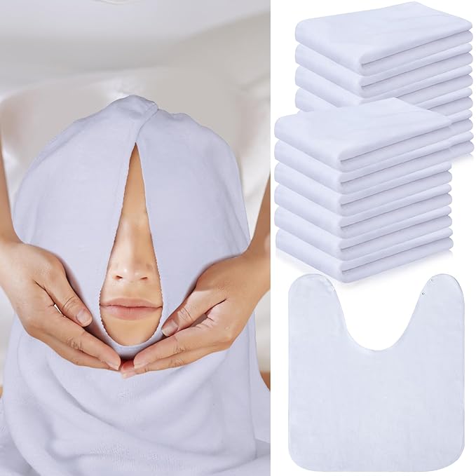 12 Pieces Facial Towels Split Design Soft Esthetician Towels Removing Spa Microfiber Face Cloth for Home Salon Facial Steam Massage and Cleansing(White)
