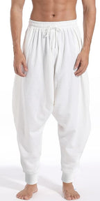 AITFINEISM Men's Drawstring Aladdin Hippie Harem Pants Loose Drop Crotch Trousers