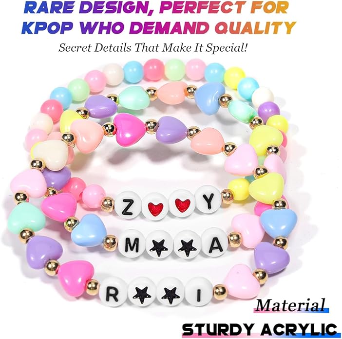 AICase for Kpop Merch Inspired Bracelets 3 Pcs Stackable Stretch Friendship Beaded Bracelets for k pop Costume Outfit Merchandise Jewelry Gifts for Fans Women Christmas Stocking_1