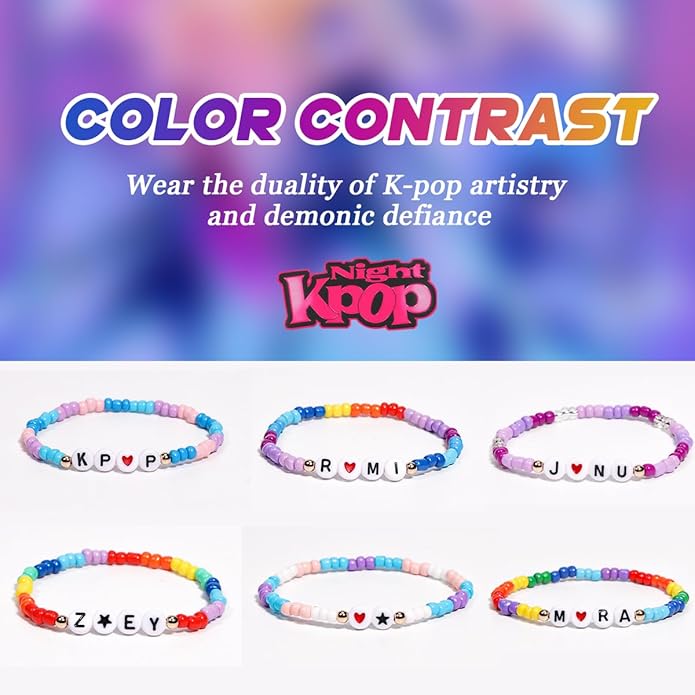 AICase for Kpop Merch Cosplay inspired Bracelets Outfit Costume 6 Pcs Stackable Stretch Friendship Beaded Bracelets for k pop Unique Merchandise Jewelry Gifts for Fans Women Christmas Stocking_58