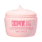 Coco & Eve Sweet Repair Repairing and Restoring Hair Mask. 85% stronger hair, reduce hair damage by 65%. Biomimetic Ceramides, Hyaluronic Acid, Vegan Keratin. Increase Hydration & Shine.