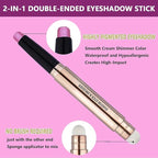 Pink Eyeshadow Stick And Sponge Makeup Brush Cream Shimmer Smooth Shadow Pencil Eyeliner Long Lasting Waterproof Eye Shadow Highlighter Stick Hypoallergenic Multi-Dimensional Eyes Look ( # 13)