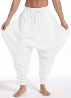 AITFINEISM Men's Drawstring Aladdin Hippie Harem Pants Loose Drop Crotch Trousers