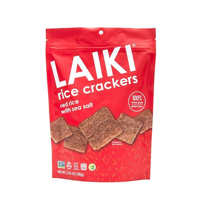 Rice Crackers - Gluten Free Snacks - Deliciously Light and Airy Crunch - Allergen-Friendly, Vegan, Non-GMO, FODMAP Friendly, Seed-Oil Free, Red Rice Sea Salt flavor - 3.53 Ounce Bag (Pack of 8)