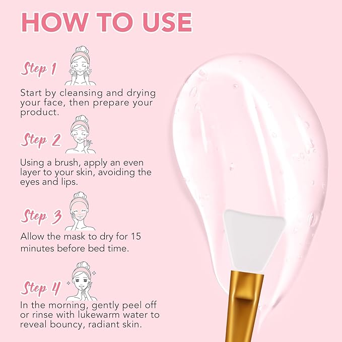 Collagen Overnight Wrapping Peel Off Facial Mask, Collagen Night Wrapping Mask, Hydrating Anti Wrinkle Lifting for All Skin Types, Firming&Elasticity Sleeping Mask (Brush Included)