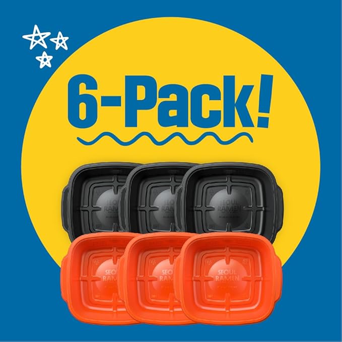 Seoul Ramen Hybrid Cooker | Microwave Ramen in 6 Minutes | Perfect for Korea Ramen, Small Kitchen, or Office | Dishwasher-Safe, Microwaveable, BPA-Free (6 Pack) (Mix)