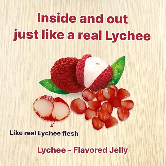Korean Fruit Jelly Candy – Assorted Chewy Gummy Snacks – 5 Fruity Flavors (Grape, Plum, Lychee, Kiwi, Mango) – Individually Wrapped – Perfect for Kids & Adults – 알맹이젤리 (Lychee–2.86oz(81g) × 4pack)