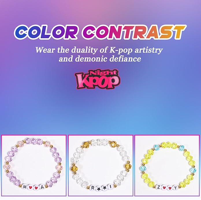 AICase for Kpop Merch Cosplay Inspired Bracelets 3 Pcs Stackable Stretch Friendship Beaded Crystal Bracelets for k pop Outfit Costume Merchandise Jewelry Gifts for Fans Women Christmas Stocking_70