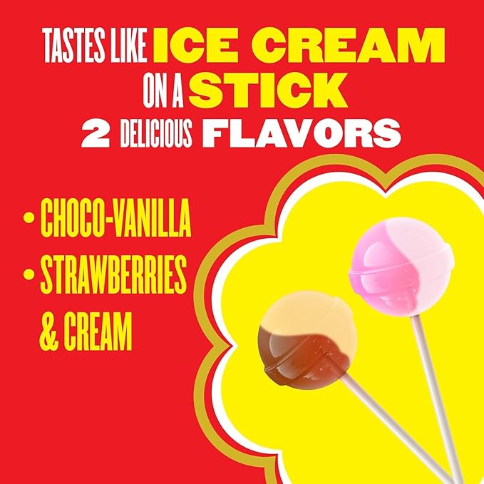 Chupa Chups Cremosa Halloween Trick or Treat Candy Lollipop Variety Assortment, 2 Ice Cream Flavors, Individually Wrapped Candy for Kids, 16.9 oz Bag (40 Suckers)