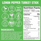 Righteous Felon Meat Sticks | 100% Turkey Sticks | Gluten Free & Keto Meat Sticks | Low Sugar & High Protein Turkey Sticks | Healthy Snack for Adults | Jerky Gifts for Men | Lemon Pepper, 24 Pack