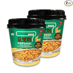 Yopokki Instant Rabokki Cup (Curry, 2 Cups) Korean Street food with Spicy curry taste sauce Ramen Noodle Topokki Rice Cake - Quick & Easy to Prepare