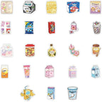 100pcs Cute Snack, Food, and Drink Stickers Set - Kawaii Small Stickers for Teens, Boys, Girls, and Adults