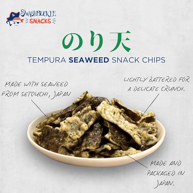 Japanese Tempura Seaweed Snack Chips, Noriten – 3 Flavor Variety Pack, 0.95oz x 6, Made in Japan by Swashbuckle Snacks
