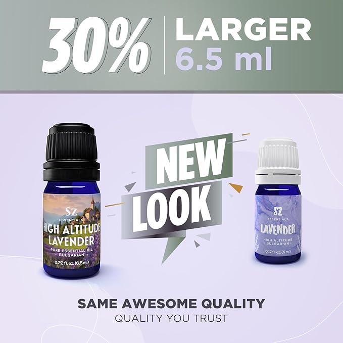 High Altitude Lavender - 100% Pure Essential Oil - Grown in High Altitude - Bulgarian - Rich & Floral Scent with Fresh Overtones - Therapeutic Grade & Vegan - 0.22 fl oz (6.5ml)