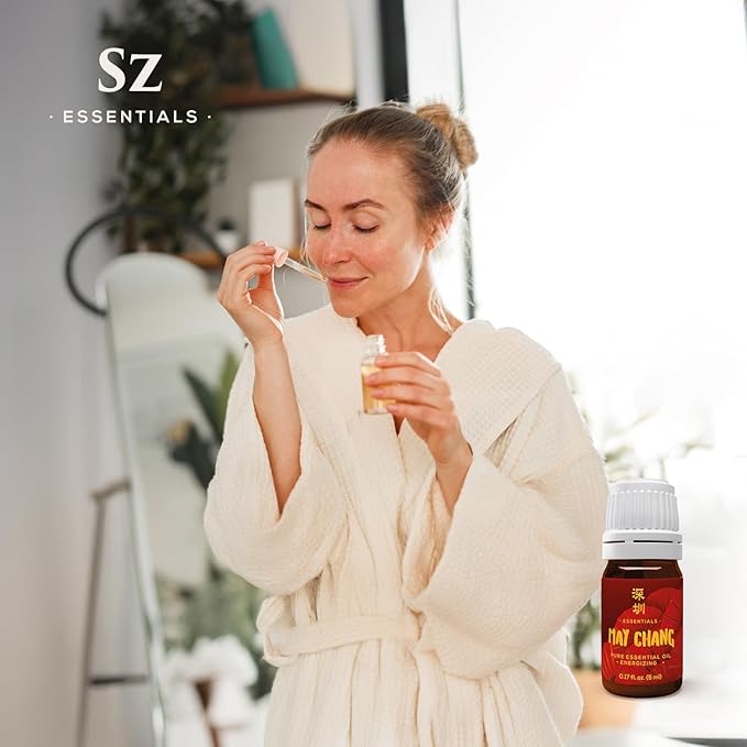 May Chang Essential Oil 100% Pure Extracted from Litsea Cubeba - 100% Pure and Natural - Undiluted - 0.17 Fl Oz (5ml) - Citrusy & Fresh Scent - Therapeutic Grade & Vegan