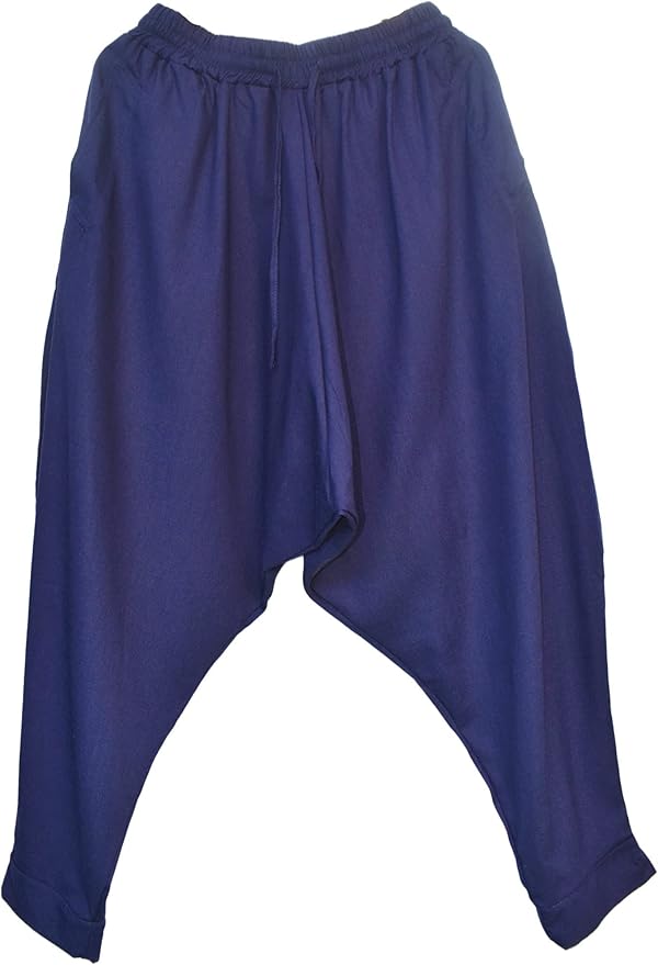 AITFINEISM Men's Drawstring Aladdin Hippie Harem Pants Loose Drop Crotch Trousers