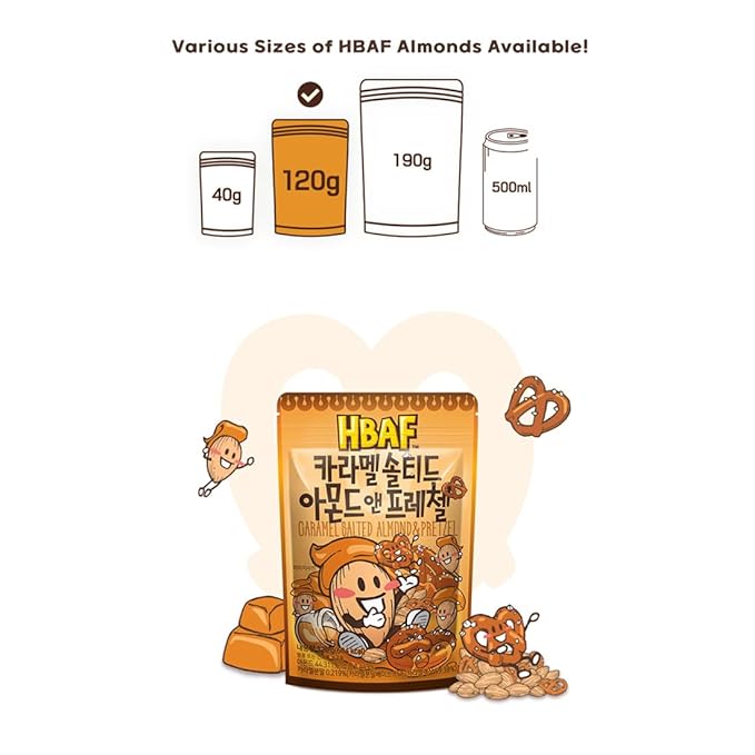 [Official Gilim HBAF] Korean Salted Caramel & Pretzel Almonds Nut Protein Snack | After-School, Lunch, Office, Work, Trip Camping Snack | Pre-workout Snack | Healthy Snacks | Korean Souvenir (Caramel Pretzel 1x120gram)